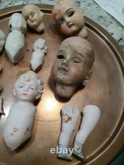 Antique German Porcelain Bisque Doll Baby Head Body Legs Arms Body parts Lot #2