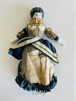 Antique German Porcelain China Head Doll Original Victorian Dress 8 1/2