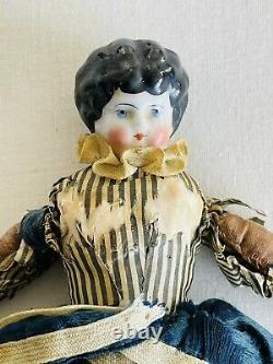 Antique German Porcelain China Head Doll Original Victorian Dress 8 1/2