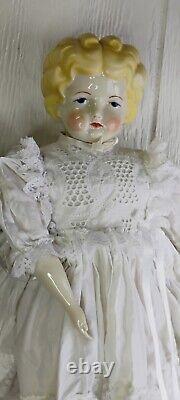 Antique German Porcelain Doll 26 Handcrafted Blond Signed China Bisque M-3