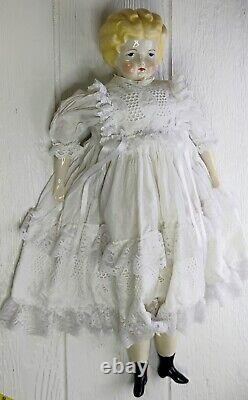 Antique German Porcelain Doll 26 Handcrafted Blond Signed China Bisque M-3