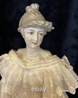 Antique German Porcelain Doll Detailed Hair Porcelain Pink Tinted Arms Rare 21