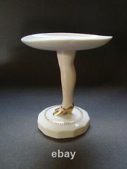Antique German Porcelain Half Doll Pedestal Legs Puff Pinchion Holder