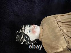 Antique German Porcelain Head Doll China Head 12 IN GREAT Wooden Limbs Boots