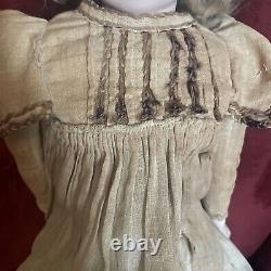 Antique German Porcelain Kling Doll Teeth, Original Clothes Leather Germany 1893