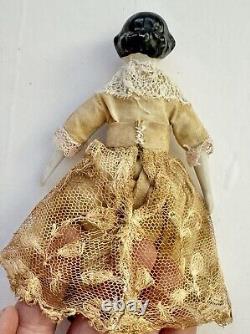 Antique German Pre War Flat Top China Head Doll 6 Orig Limbs Body Vintage Dress