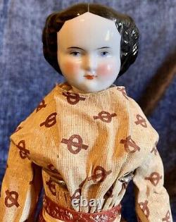 Antique German Three Hole 15 C1860 Civil War Era China Head Doll