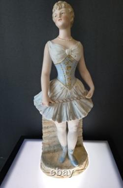 Antique German Victorian Heubach Lady Ballerina Dancer Doll Bisque Figurine