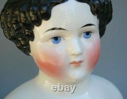 Antique German Victorian Large Porcelain China Head Doll Shoulderhead