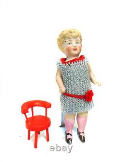 Antique German all bisque porcelain dollhouse doll, marked 6671 4/0, 5.7