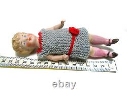 Antique German all bisque porcelain dollhouse doll, marked 6671 4/0, 5.7