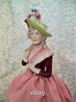 Antique Goebel Half Doll on Lamp Frame, Lady Sarah Siddons