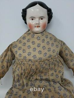 Antique Huge 1850 Kestner Covered Wagon 25 China Head Doll RARE Brown Eyes Orig