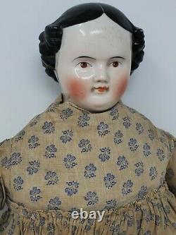 Antique Huge 1850 Kestner Covered Wagon 25 China Head Doll RARE Brown Eyes Orig