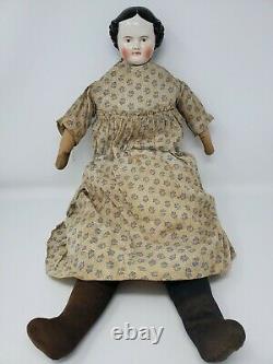 Antique Huge 1850 Kestner Covered Wagon 25 China Head Doll RARE Brown Eyes Orig