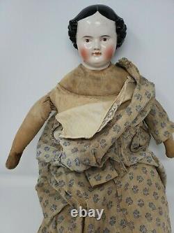 Antique Huge 1850 Kestner Covered Wagon 25 China Head Doll RARE Brown Eyes Orig