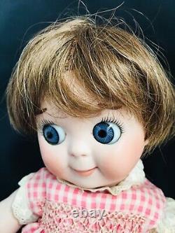 Antique JDK 221 Reproduction Ges Gesch Googly Doll Porcelain Jointed 11 Inches