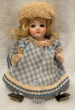 Antique Kestner 100 Porcelain All Bisque Doll Dollhouse 5.5 Blonde String Joint