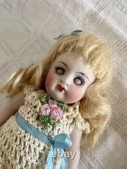 Antique Kestner Miniature 150 Bisque Open Close Eyes Jointed Clothed Doll