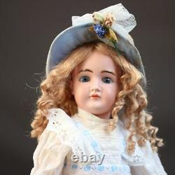 Antique Kestner Porcelain Doll 1890 Closed Mouth & Steiff Teddy & Trousseau