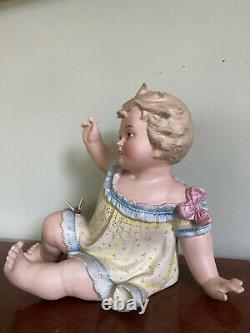Antique Large Piano Baby 12 Heubach Type German Bisque Porcelain Nice