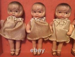 Antique Lot of 5 DIONNE QUINTUPLET Dolls in Dress with Nurse in Original Box