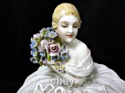 Antique Luigi Fabris Figurine Porcelain Lace Doll Bride 6.7in Made In Italy
