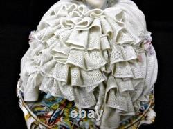 Antique Luigi Fabris Figurine Porcelain Lace Doll Bride 6.7in Made In Italy