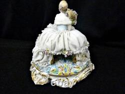 Antique Luigi Fabris Figurine Porcelain Lace Doll Bride 6.7in Made In Italy