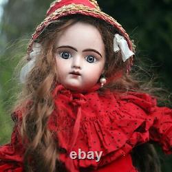 Antique Margaine Lacroix porcelain doll 1880 Jumeau style Bru Dress 9-piece