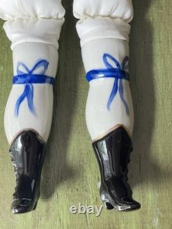 Antique Oversized German Porcelain 1800s Victorian Doll 20 Tall Cloth Body Vtg
