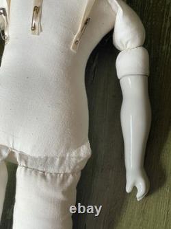 Antique Oversized German Porcelain 1800s Victorian Doll 20 Tall Cloth Body Vtg