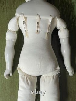 Antique Oversized German Porcelain 1800s Victorian Doll 20 Tall Cloth Body Vtg