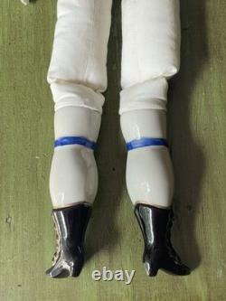 Antique Oversized German Porcelain 1800s Victorian Doll 20 Tall Cloth Body Vtg