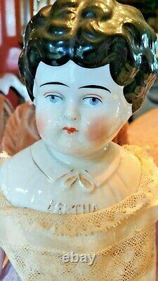 Antique PET NAME CHINA-HEAD DOLL/Bertha/c. 1800s/Hertwig & Co. /19/Used VG