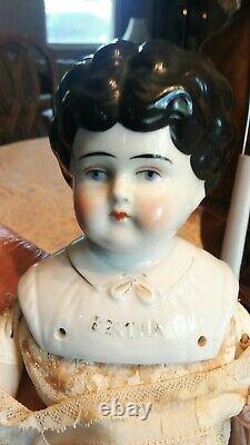 Antique PET NAME CHINA-HEAD DOLL/Bertha/c. 1800s/Hertwig & Co. /19/Used VG