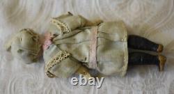 Antique Pair of Small German Bisque Head Dolls in Original Clothing