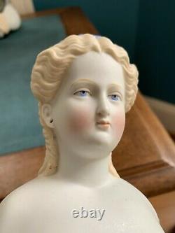 Antique Parian Bisque Doll Molded Blond Hair Beautiful! 16 Tall