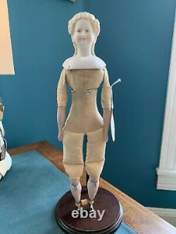 Antique Parian Bisque Doll Molded Blond Hair Beautiful! 16 Tall