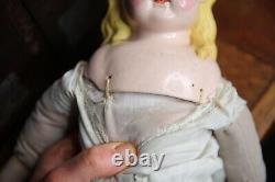 Antique Porcelain China doll blonde hair German Germany blue eyes