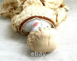 Antique Porcelain Doll, Molded Blonde Highland Mary Hair, Hand Painted 17 #5