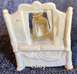 Antique Porcelain English Fairing With Fancy Figure, Dresser Box