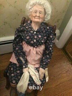 Antique Porcelain Grandma Doll in Rocking Chair