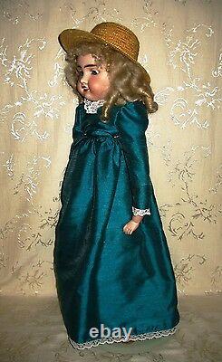 Antique Porcelain Head Doll Leather Body Marked LIAN1 8 French 24