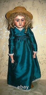 Antique Porcelain Head Doll Leather Body Marked LIAN1 8 French 24