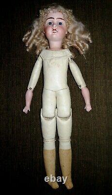 Antique Porcelain Head Doll Leather Body Marked LIAN1 8 French 24