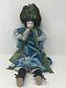 Antique Porcelain Kling China Head Doll, 16 Black Hair Cloth Body #189