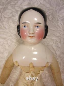 Antique Pre Civil War China Shoulder Head Doll 20 Covered Wagon / Wheel