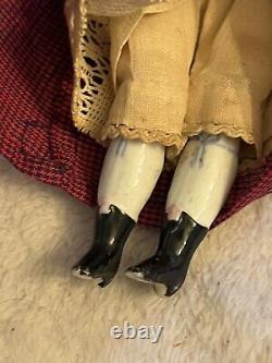 Antique Rare 7.5 High Brow China Doll Original Body Limbs Vintage Dress Clean
