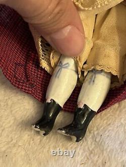 Antique Rare 7.5 High Brow China Doll Original Body Limbs Vintage Dress Clean